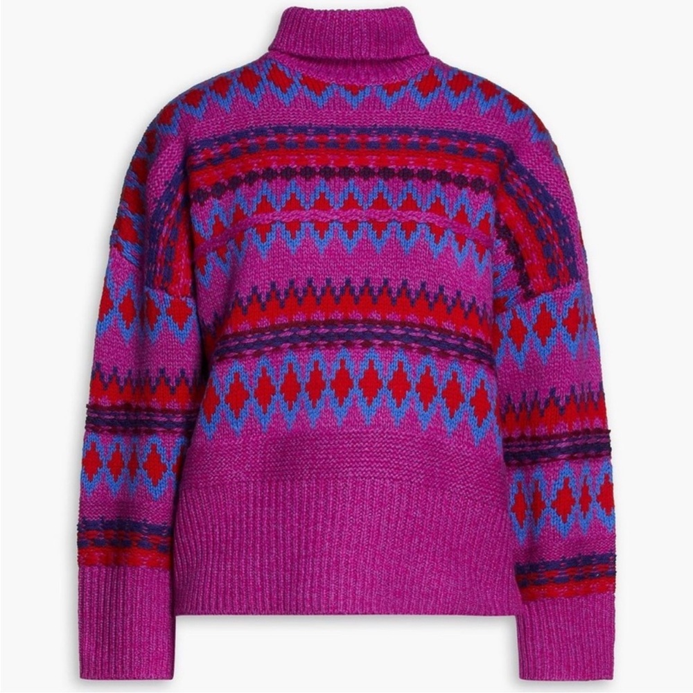 rag & bone Willow Fair Isle Turtleneck 100% cropped wool sweater